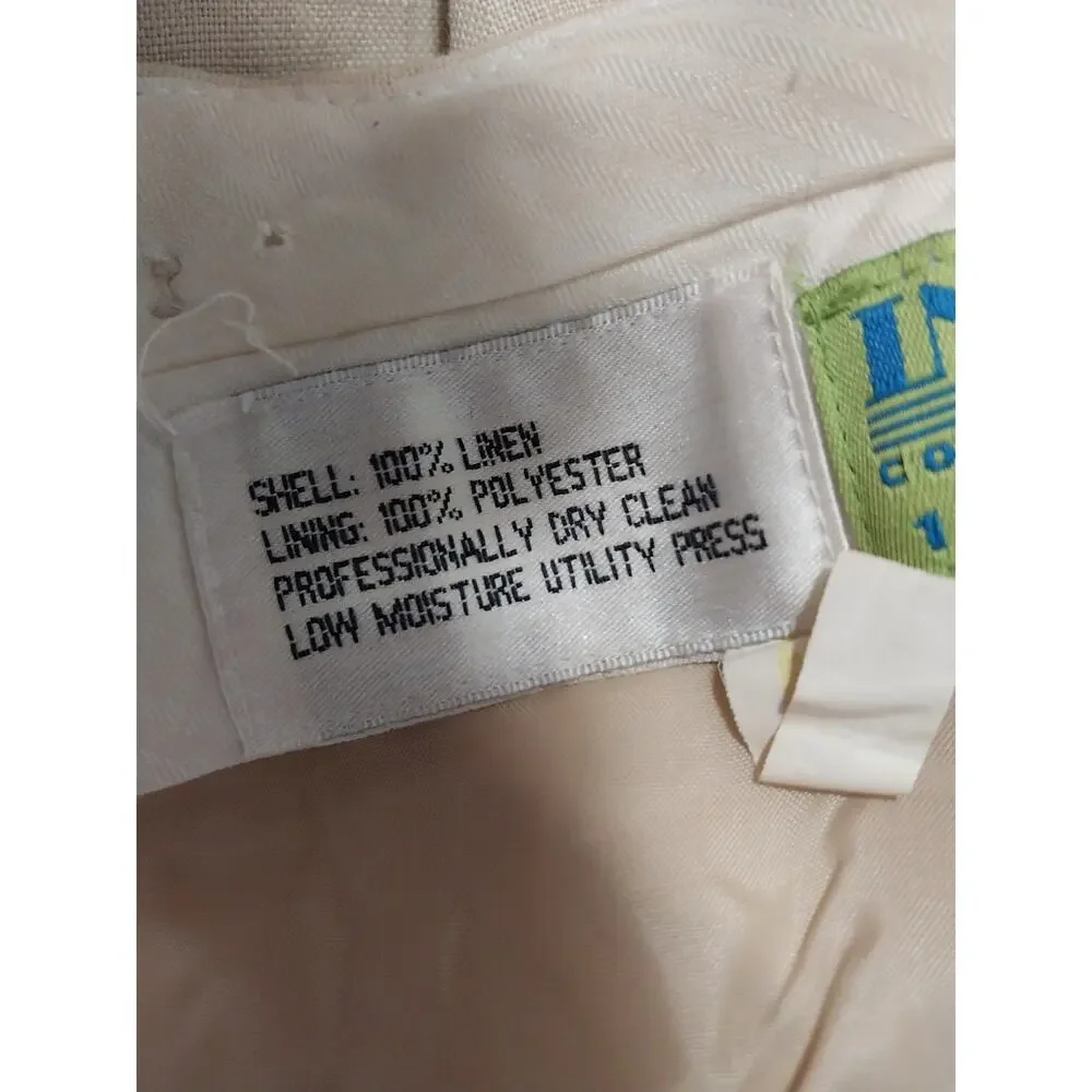 INSERCH! 100% LINEN! NATURAL TAN PLEAT FRONT, CUFFED, WIDE LEG DRESS PANTS! 42W